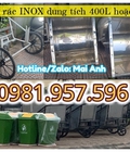 Hình ảnh: Xe đẩy rác tay 400L, xe đẩy rác inox 500L, xe gom rác đẩy tay