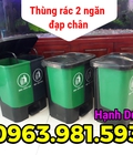 Hình ảnh: Thùng rác 2 ngăn HDPE, thùng rác đạp chân 2 ngăn