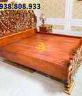 Hình ảnh: Giường ngủ cổ điển gõ đỏ dát vàng 2m x 2.2m VIP – GN0665A