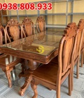 Hình ảnh: Bộ bàn ăn 8 ghế hoa lá tây chạm hoa hồng bàn vuông lượn 