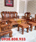 Hình ảnh: Bộ bàn ghế chạm đào siêu đẹp cột 14, 10 món - BBG269
