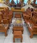 Hình ảnh: Bộ bàn ghế đào chim tay tựa tứ quý rồng mặt liền cột 12, 6 m
