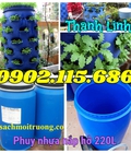 Hình ảnh: Thùng phuy nhựa 220 lít cũ có đai sắt, thùng phuy nhựa cũ nắp hở, thùng phuy nhựa 220 lít,