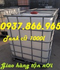 Hình ảnh: Bồn IBC 1000l đựng chất lỏng cũ, tank nhựa đựng dung môi, bồn nhựa nuôi cá kòi, bồn nhựa đựng chất tẩy rửa