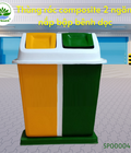Hình ảnh: Thùng Rác Composite 2 Ngăn, Nắp Bập Bênh Dọc