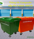 Hình ảnh: Thùng Rác Composite Nắp Kín, 4 Bánh Xe Đúc 660 Lít