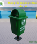 Hình ảnh: Thùng rác composite 55 lít treo, nắp hở 2 bên hông