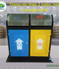 Hình ảnh: Thùng rác đôi 2 ngăn khung thép, nắp inox bập bênh