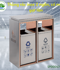 Hình ảnh: Thùng rác inox 2 ngăn, có mái có gạt tàn H765