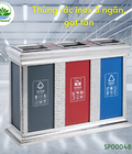 Hình ảnh: Thùng rác inox 3 ngăn, có gạt tàn H700
