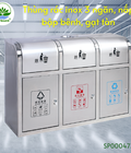 Hình ảnh: Thùng rác inox 3 ngăn, năp bập bênh, có gạt tàn H820