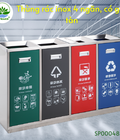 Hình ảnh: Thùng rác inox 4 ngăn, có gạt tàn H780