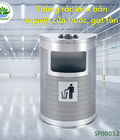 Hình ảnh: Thùng rác inox bán nguyệt cửa trước, có gạt tàn H630
