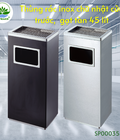 Hình ảnh: Thùng rác inox chữ nhật cửa trước, có gạt tàn 45 lít H610