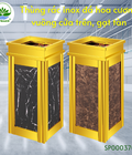 Hình ảnh: Thùng rác inox đá hoa cương vuông cửa trên, có gạt tàn H630