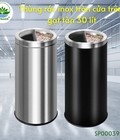 Hình ảnh: Thùng rác inox tròn cửa trên, có gạt tàn 30 lít H610