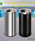 Hình ảnh: Thùng rác inox tròn cửa trên, có gạt tàn 56 lít H800