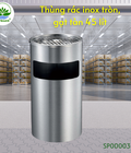 Hình ảnh: Thùng rác inox tròn cửa trước, có gạt tàn 45 lít D300xH610
