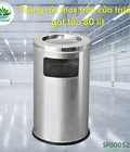 Hình ảnh: Thùng rác inox tròn cửa trước, có gạt tàn 80 lít D380xH730