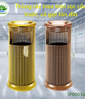 Hình ảnh: Thùng rác inox tròn cửa trước, có gạt tàn đĩa H715