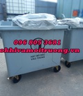 Hình ảnh: Xe thu gom rác 660L HDPE 4 bánh màu xám