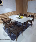 Hình ảnh: Bộ Bàn Ăn Concore Mặt Đá Ceramic 6 Ghế Hiroshima