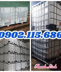 Hình ảnh: Bồn nhựa trắng, bồn nhựa có khung thép bao quanh, tank IBC, bồn nhựa 1000 lít, tank hóa chất 1000 lít, bồn nhựa công ngh