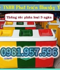 Hình ảnh: Thùng phân loại rác, thùng rác 3 ngăn, thùng rác nắp bập bênh