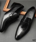 Hình ảnh: Giày lười công sở nam dập vân cá chép MS215 da bò lịch thiệp