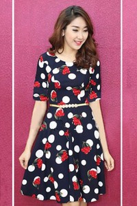 Đầm xòe dự tiệc hoa cherry BD118