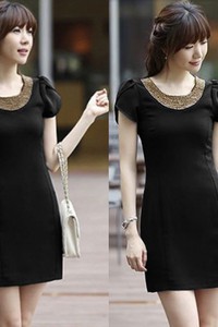 Đầm tay búp sen đính hạt cườm