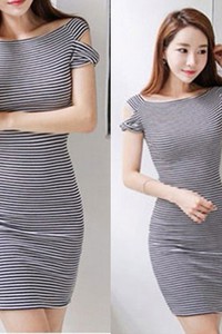 Đầm body công sở sọc ngang BD76