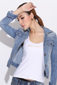 Áo khoác jean nữ dạng lửng kết hạt BK11