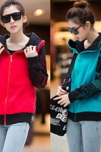 Áo khoác nỉ nữ cổ cách điệu in chữ tay TK16