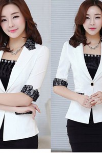Áo khoác vest nữ công sở phối ren thêu BV12