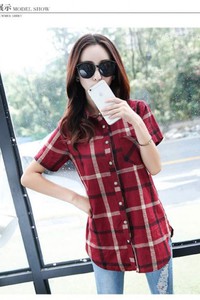 Áo sơ mi nữ caro form dài cá tính BA107