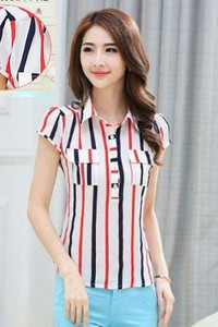 Áo sơ mi nữ sọc màu phối túi BA104