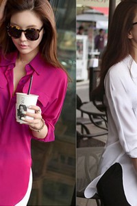 Áo sơ mi nữ voan form dài BL13