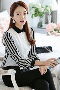 Áo sơ mi công sở nữ phối sọc BA85