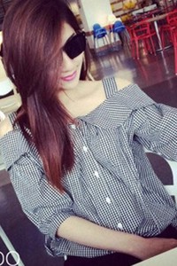 Áo sơ mi nữ vai dây caro BA82