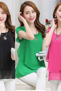 Áo sơ mi nữ 2 tầng sen BA80