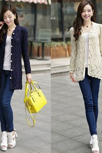 Áo khoác len nữ lượn sóng nút cài GL07