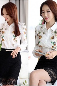 Áo sơ mi nữ in hoa BA69