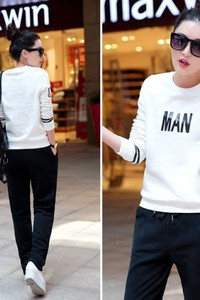 BB39 Bộ đồ thể thao nữ thu đông in chữ 