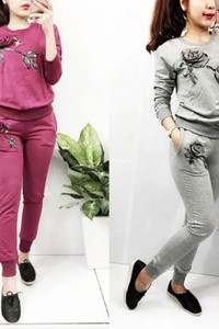 BB38 Bộ quần áo nữ thu đông in hoa BB38