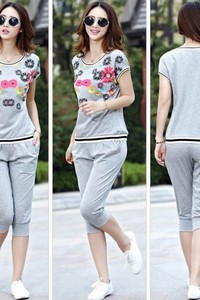 Bộ quần áo nữ in hoa 3D mã BB09