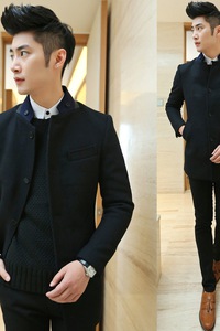 Áo măng tô nam cổ tàu cao cấp dáng body 01