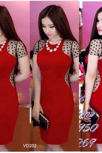 Đầm body phối lưới bi H2 gợi cảm VD202