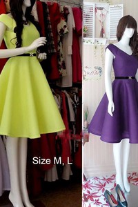 Đầm xòe cổ V kèm belt đơn giản cực xinh VD299
