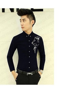 Áo Sơ Mi in Hình Sói Cao Cấp _TD165 Màu đen
